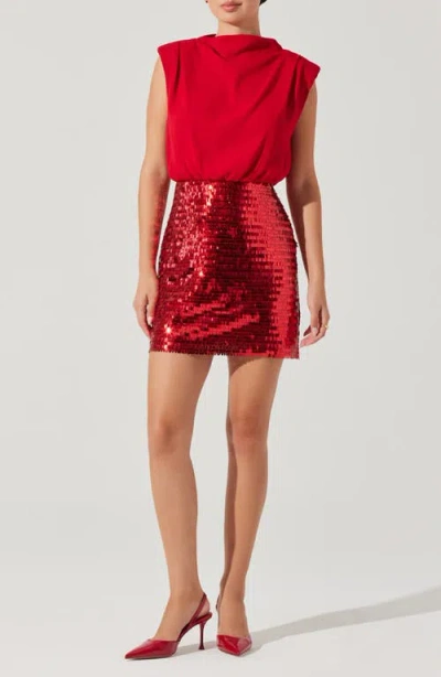 Astr The Label Sequin Skirt Minidress In Red