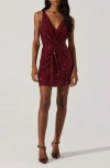 Astr The Label Sequin Twist Front Minidress In Wine