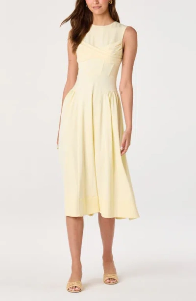 Astr The Label Seraphina Pleated Twist Corset Midi Dress In Yellow