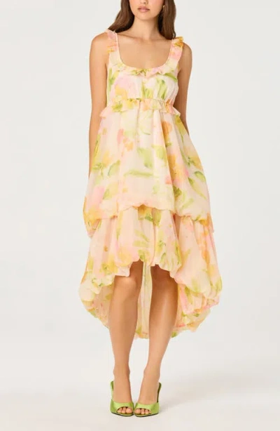 Astr The Label Serenidy Floral High-low Dress In Neutral