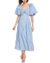 Astr The Label Serilda Linen-blend Midi Dress In Blue