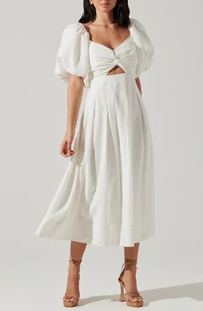 Astr The Label Serilda Puff Sleeve A-line Dress In White