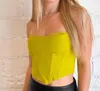 Astr Corset Shanna Top In Lime Green In Yellow