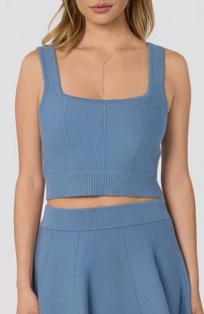 Astr The Label Shaylla Knit Square Neck Crop Top In Blue