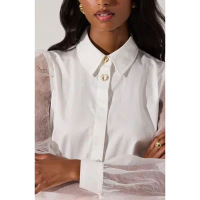 Astr The Label Sheer Sleeve Shirt In Off White