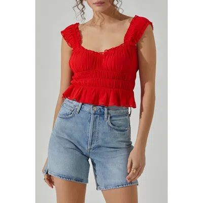 Astr The Label Shirred Crop Tank In Red