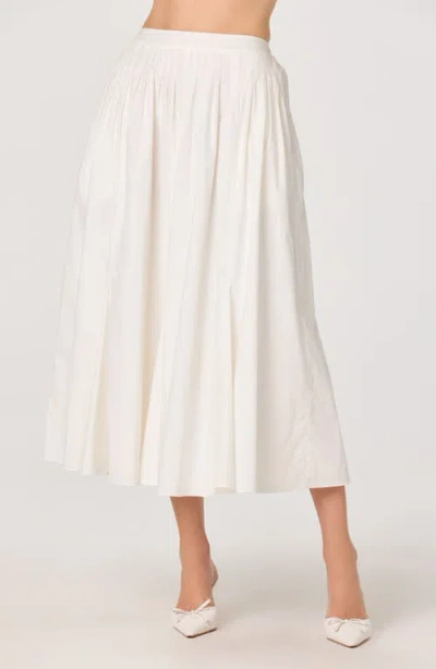 Astr The Label Aubrianna Pleated Drop Waist Midi Skirt In White