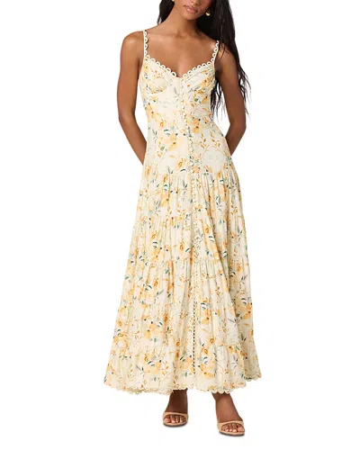 Astr The Label Sleeveless Drop Waist Button Down Maxi Dress In Blue