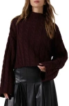 Astr The Label Sloan Cable Stitch Sweater In Animal Print