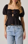 Astr The Label Smocked Peplum Shirt In Black