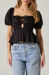 Astr The Label Smocked Peplum Shirt In Black