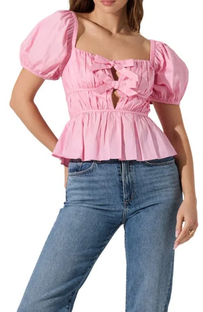 Astr The Label Smocked Peplum Shirt In Pink