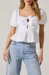 Astr The Label Smocked Peplum Shirt In White