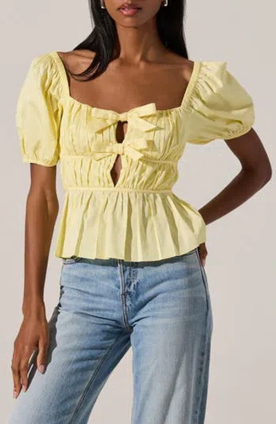 ASTR ASTR THE LABEL SMOCKED PEPLUM SHIRT