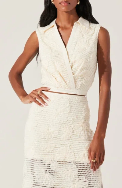Astr The Label Sol Collar Wrap Crop Top In Cream