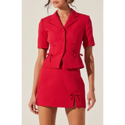 Astr The Label Sophie Short Sleeve Blazer In Red