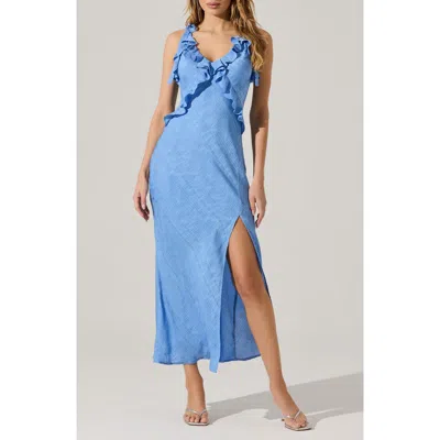 Astr The Label Sorbae Ruffle Detail Dress In Blue