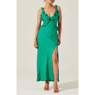 Astr The Label Sorbae Ruffle Detail Dress In Green