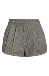 Astr The Label Sorine Herringbone Wool Blend Shorts In Brown