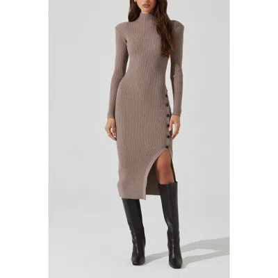 Astr The Label Soryn Long Sleeve Sweater Dress In Taupe