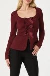 Astr The Label Split Front Bow Top In Burgundy