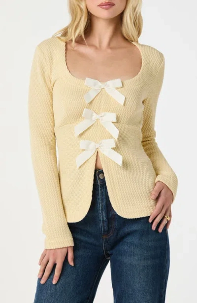 Astr The Label Split Front Bow Top In Yellow