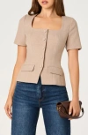 Astr The Label Square Neck Short Sleeve Jacket In Brown