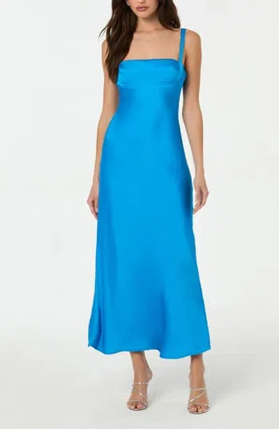 Astr The Label Stacie Satin Maxi Dress In Blue