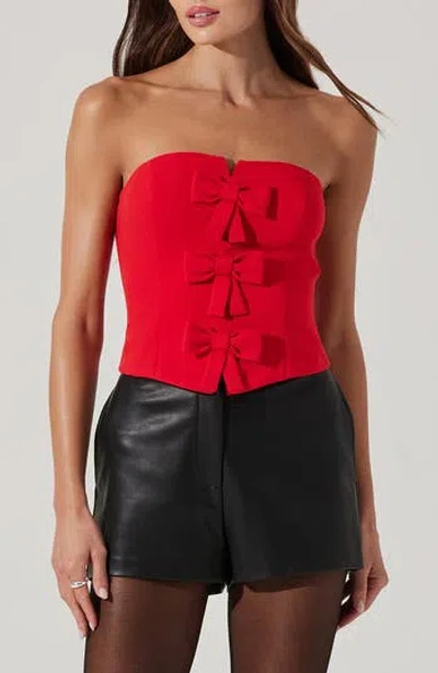 Astr The Label Strapless Bow Top In Red