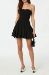 Astr The Label Strapless Mixed Media Minidress