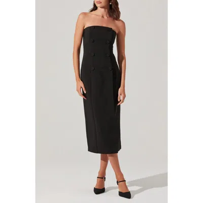 Astr The Label Strapless Tuxedo Midi Dress In Black