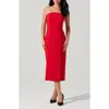 Astr The Label Strapless Tuxedo Midi Dress In Red