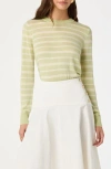 Astr The Label Stripe Crewneck Sweater In Green