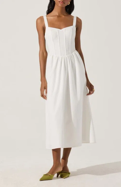 Astr The Label Structured Cotton Blend Midi Fit & Flare Dress In White