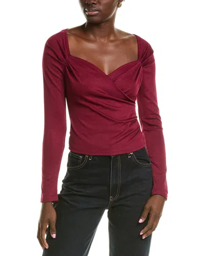 Astr The Label Surplice Knit Top In Red