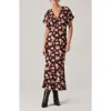 Astr The Label Talyha Floral Flutter Sleeve Maxi Dress In Brown