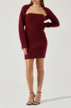 Astr The Label Tamara Sweater Dress With Shrug In Burgundy
