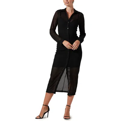 Astr The Label Tawna Long Sleeve Midi Dress In Black