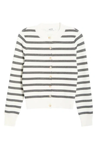 Astr The Label Tawni Stripe Cardigan In White