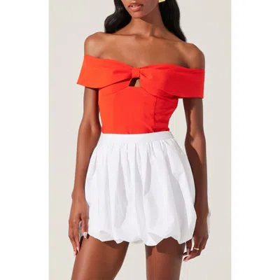 Astr The Label Telayna Off The Shoulder Top In Orange Red
