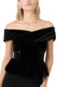 Astr The Label Tenille Velvet Off The Shoulder Top In Black
