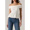Astr The Label Tennille Off The Shoulder Peplum Top In White
