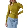 Astr Texture Cutout Knit Top In Pear