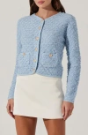 Astr The Label Texture Stitch Cardigan In Blue