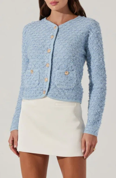 Astr The Label Texture Stitch Cardigan In Blue