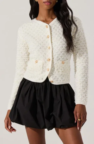 Astr The Label Texture Stitch Cardigan In Off White