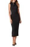 Astr The Label Textured Cowl Neck Midi Dress In Black