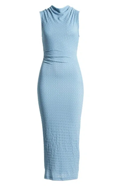 Astr The Label Textured Cowl Neck Midi Dress In Blue
