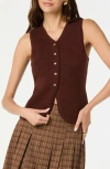 Astr The Label Textured Longline V-neck Vest In Brown