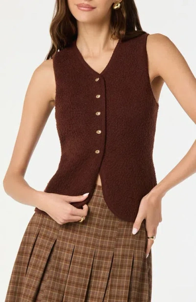 Astr The Label Textured Longline V-neck Vest In Brown